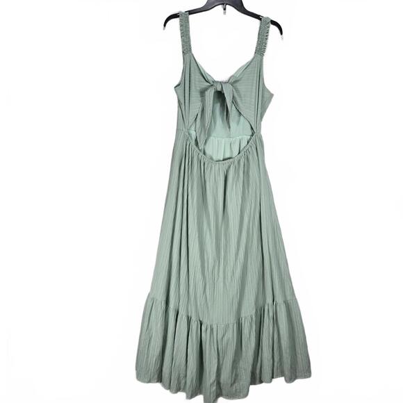 Altar'd State Maxi Dress Women's Size L Sleeveless Open Back Blue/green Tiered - Picture 2 of 8